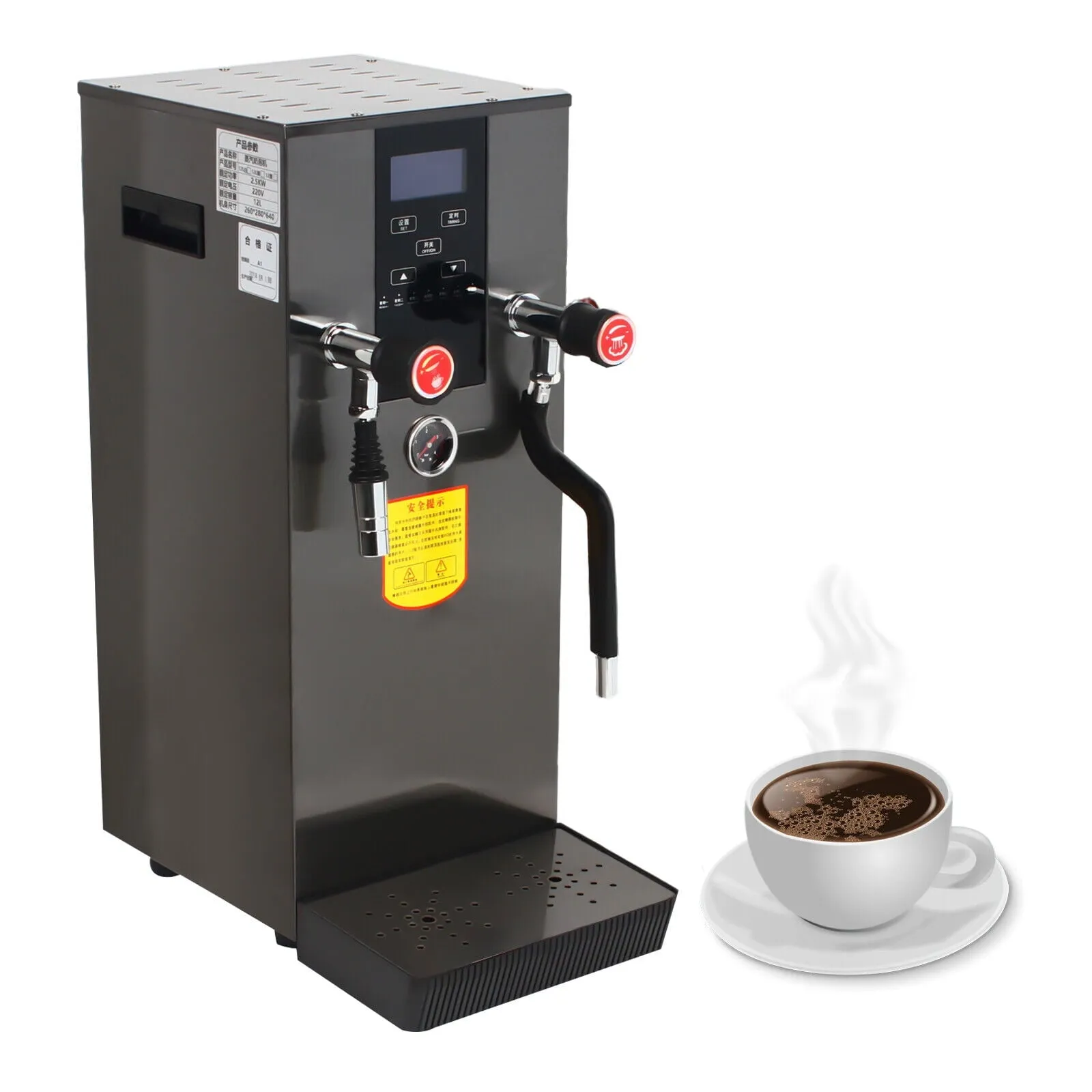 12L Commercial Cafe Steam Water Boiling Machine Espresso Coffee Maker Milk