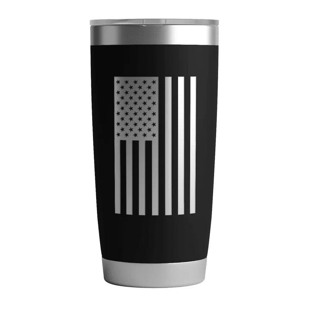 20 OZ Tumbler w/ Logo & US Flag In Black