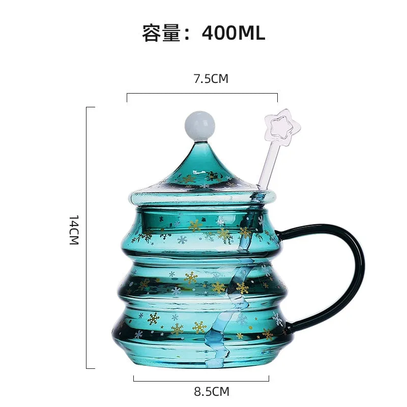 400/500ml Creative Christmas Mug With Spoon And Double Wall Heat-Resistant Glass Is Christmas Gift For Kids