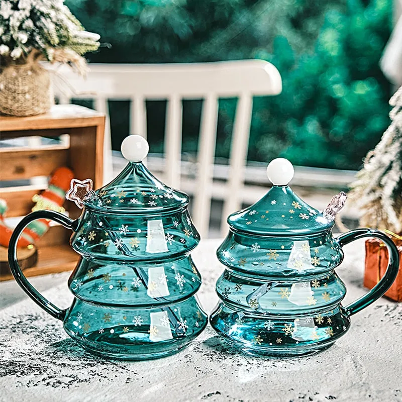 400/500ml Creative Christmas Mug With Spoon And Double Wall Heat-Resistant Glass Is Christmas Gift For Kids