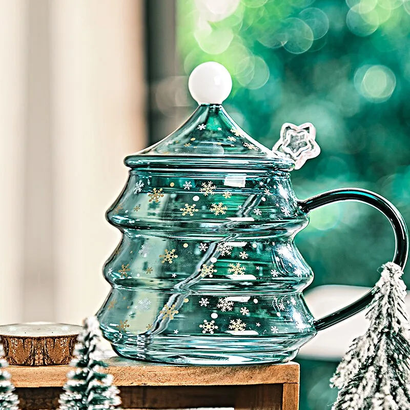 400/500ml Creative Christmas Mug With Spoon And Double Wall Heat-Resistant Glass Is Christmas Gift For Kids