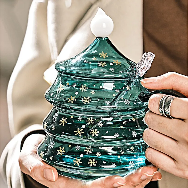 400/500ml Creative Christmas Mug With Spoon And Double Wall Heat-Resistant Glass Is Christmas Gift For Kids