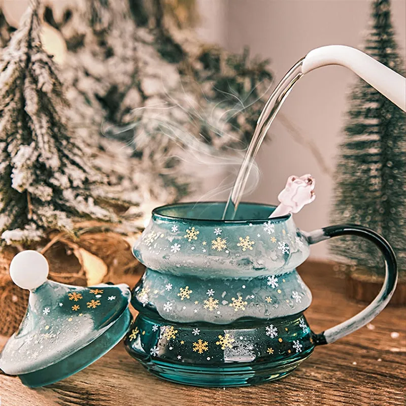 400/500ml Creative Christmas Mug With Spoon And Double Wall Heat-Resistant Glass Is Christmas Gift For Kids