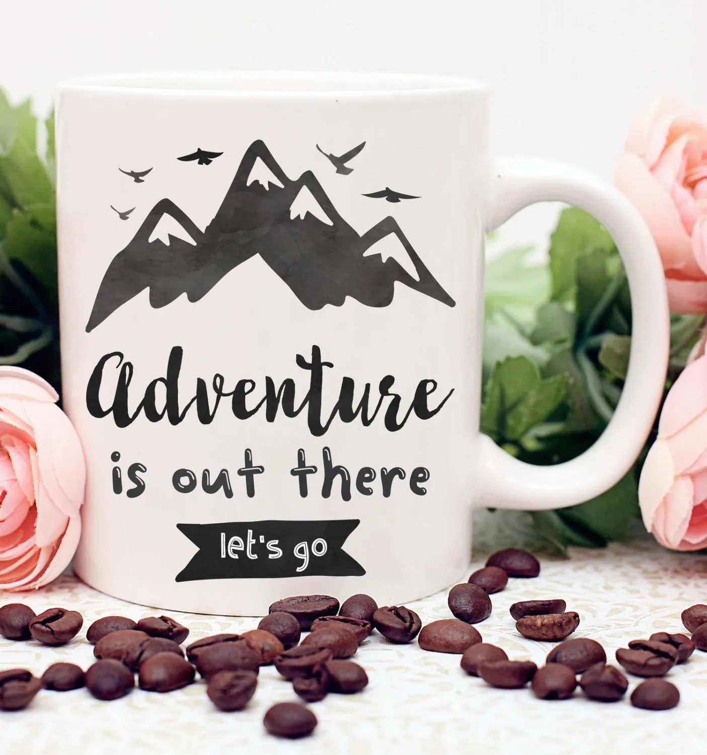 Adventure is out there Mug, Travel Quote Coffee Mug, Gift For Traveler, Camping Mug, Be Brave, Inspirational Mug, adventure awaits