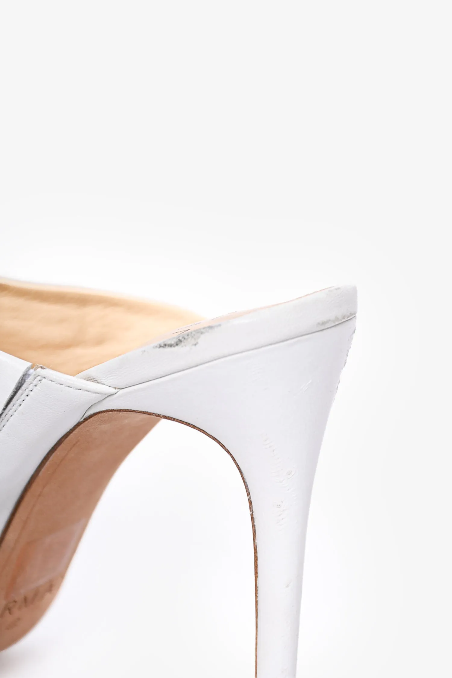 Alexandre Birman White Leather Heeled Mules Size 42