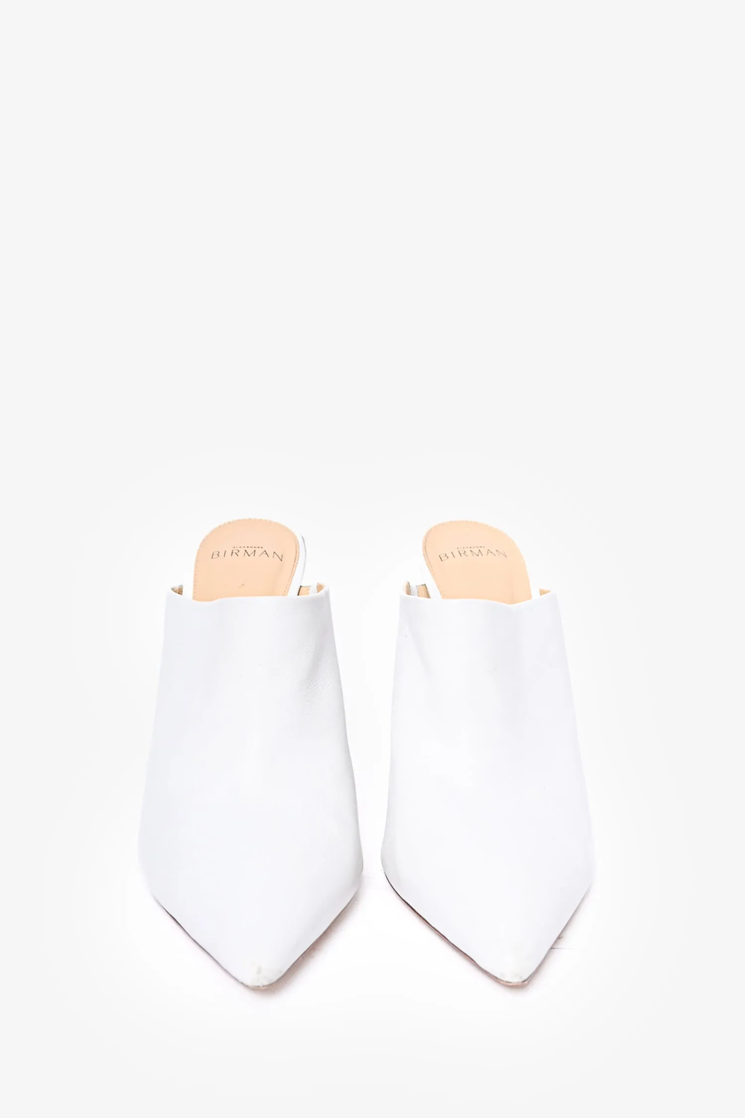 Alexandre Birman White Leather Heeled Mules Size 42