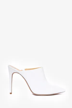 Alexandre Birman White Leather Heeled Mules Size 42