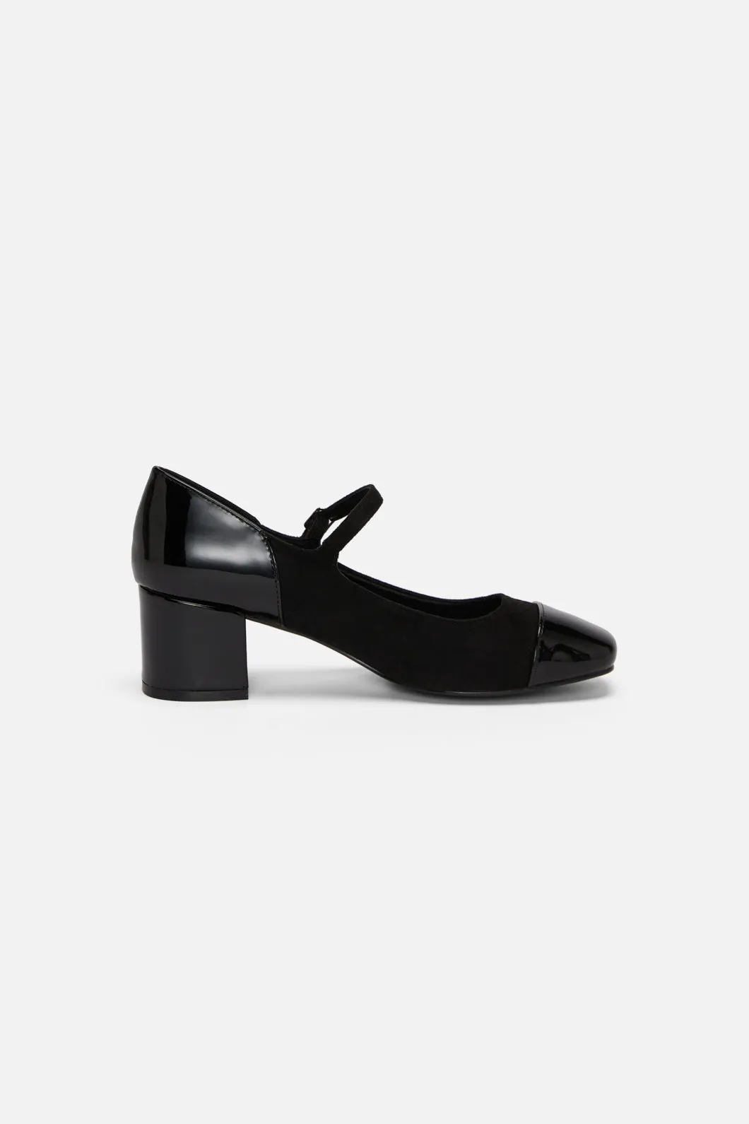 Black Two Fabric Mary Jane