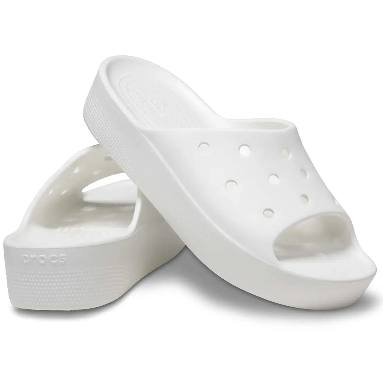 CROCS WOMENS CLASSIC PLATFORM SLIDE - WHITE