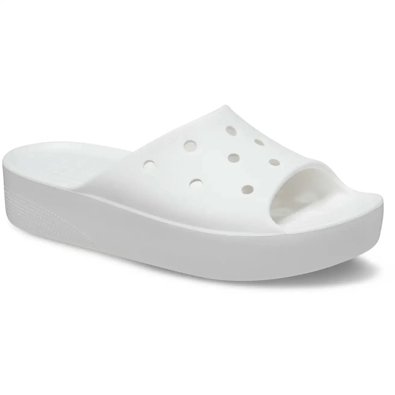 CROCS WOMENS CLASSIC PLATFORM SLIDE - WHITE