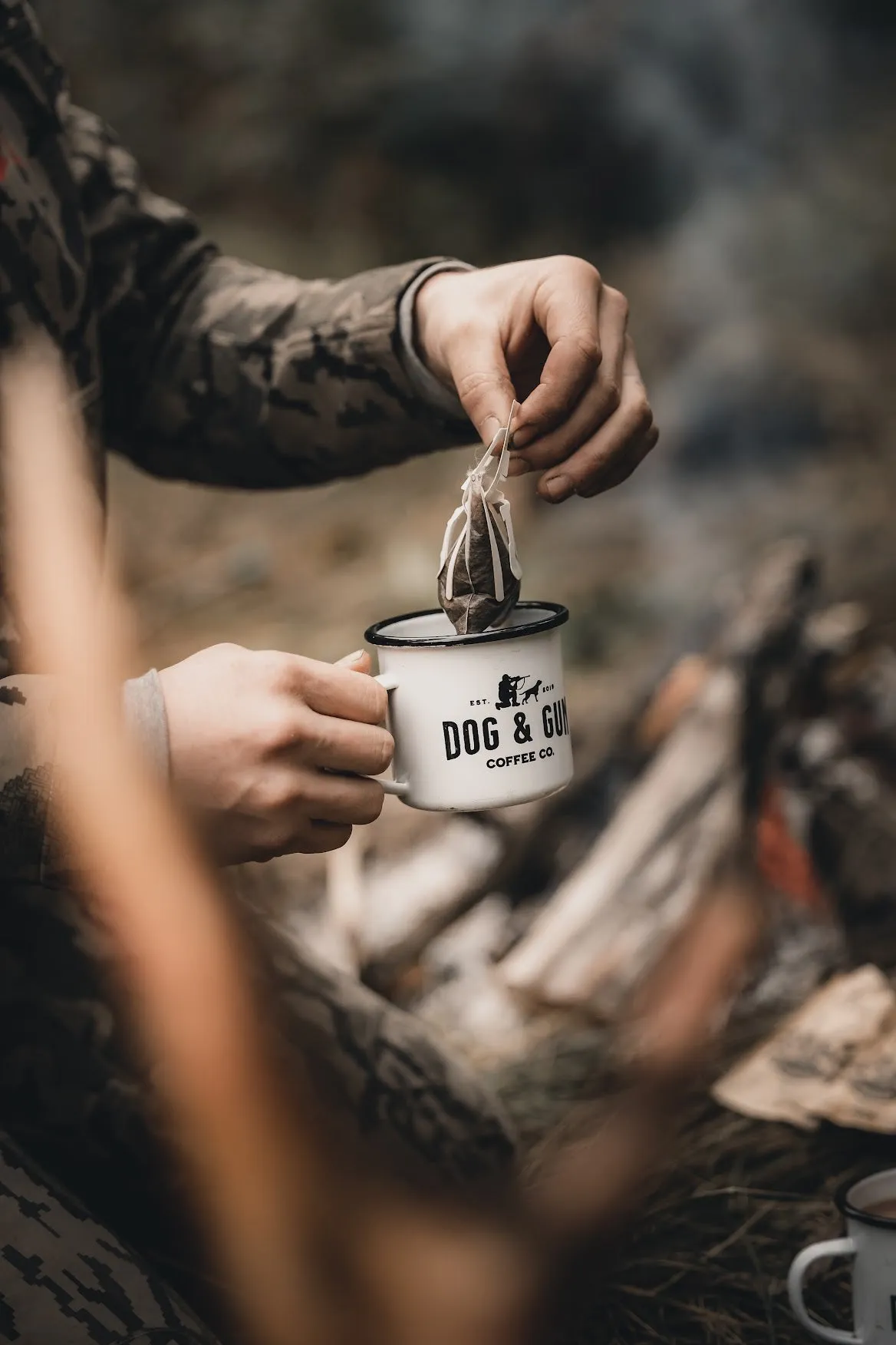 Dog & Gun Enamel Mug White