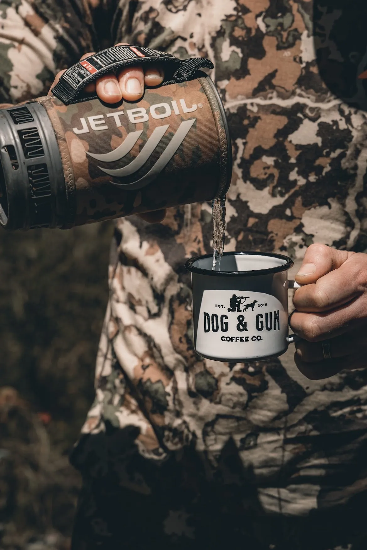 Dog & Gun Enamel Mug White