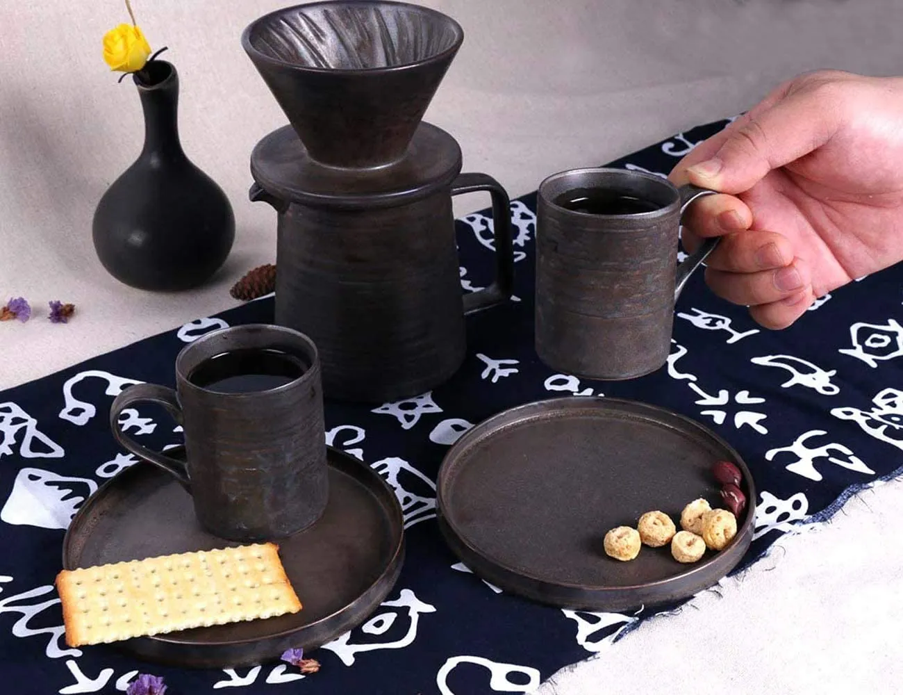 Eco-friendly Pour Over Coffee Maker Cup Set, Ceramic Coffee Brewer Drip, Coffee Percolator