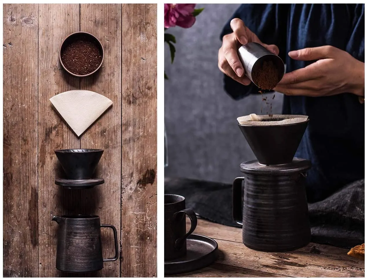Eco-friendly Pour Over Coffee Maker Cup Set, Ceramic Coffee Brewer Drip, Coffee Percolator
