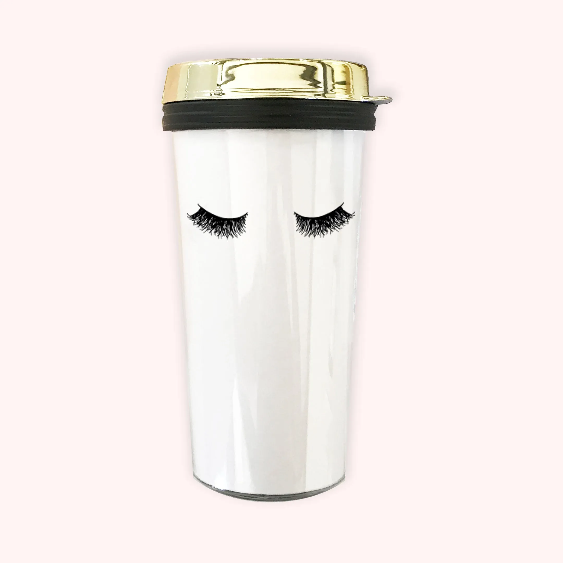 Eyelash Travel Coffee Tumblers - Gold Lid