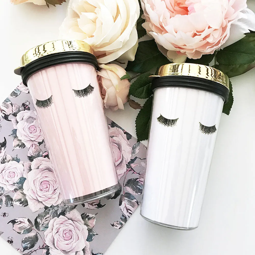Eyelash Travel Coffee Tumblers - Gold Lid
