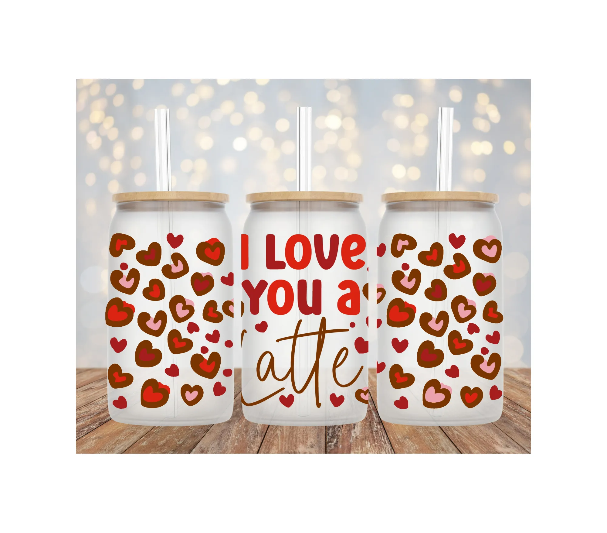 I love you A Latte 16 oz Libby Glass