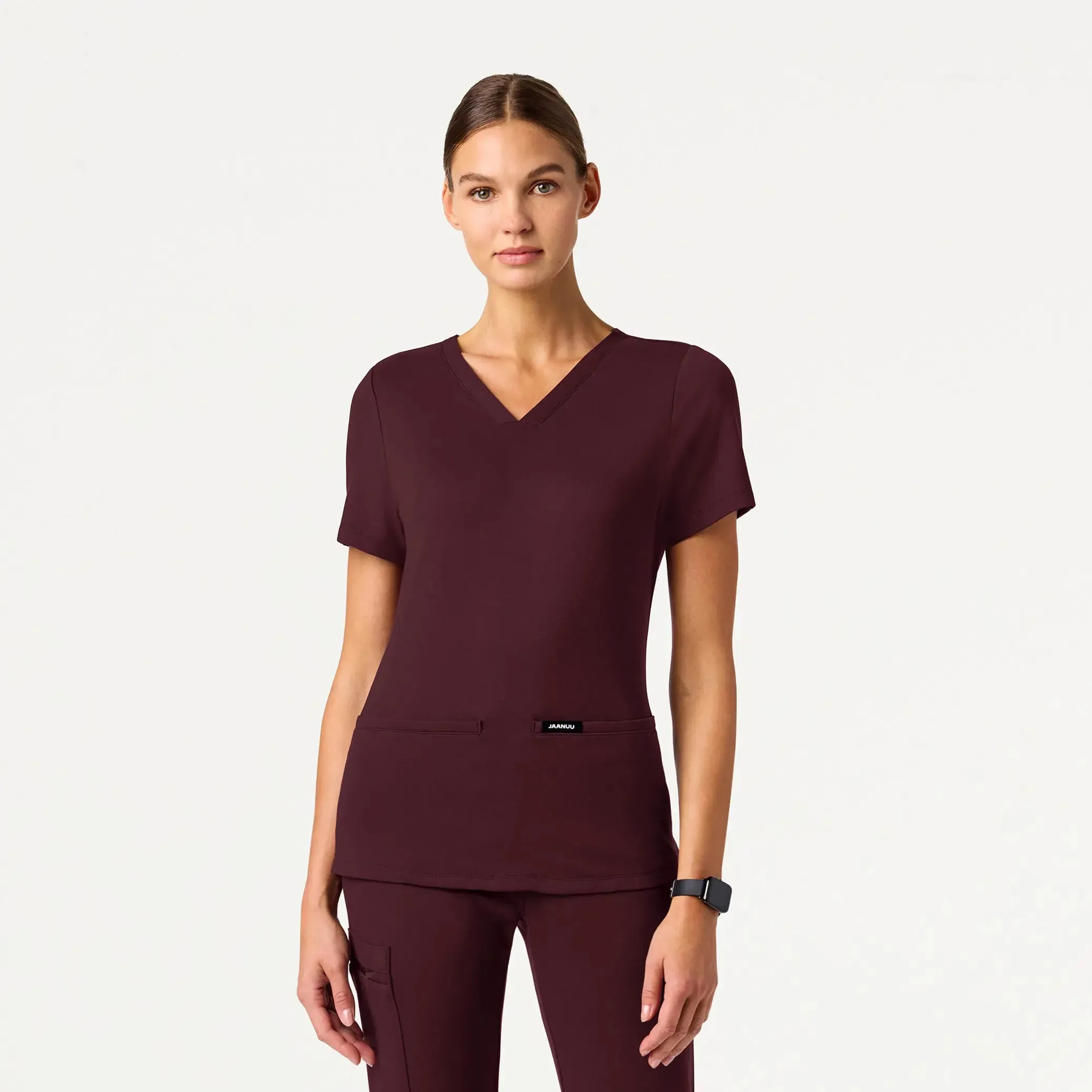 Jaanuu Women's Cesi Slim ULTRAsoft Scrub Top - Redwood