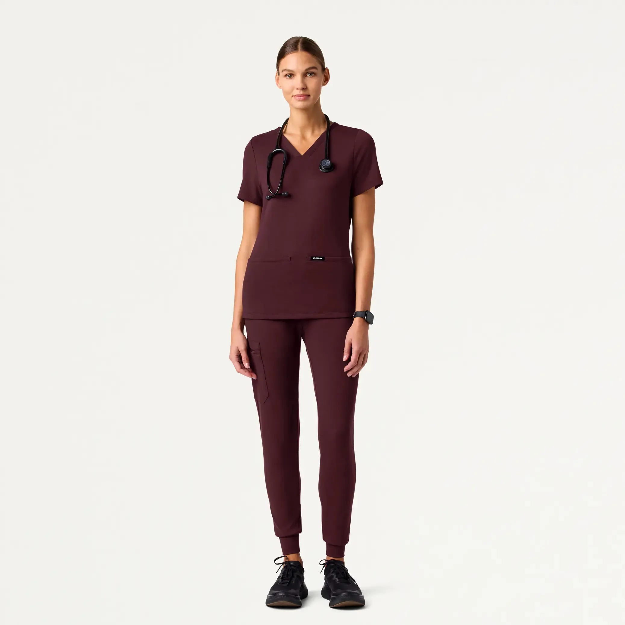 Jaanuu Women's Cesi Slim ULTRAsoft Scrub Top - Redwood