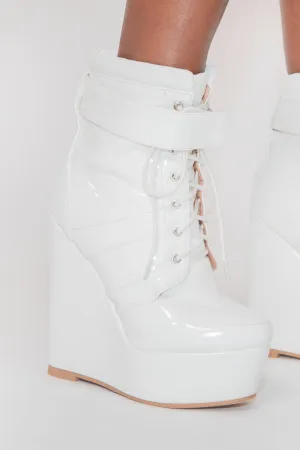 Love Story Wedge White Boots