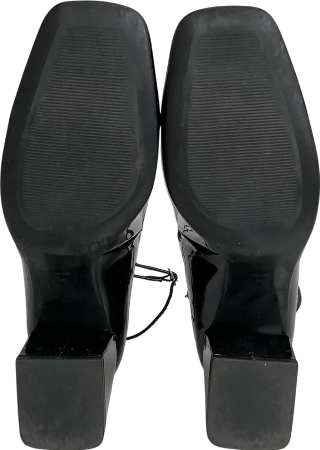 MANGO Black Patent Leather-effect Shoes With Buckle UK 6 EU 39 