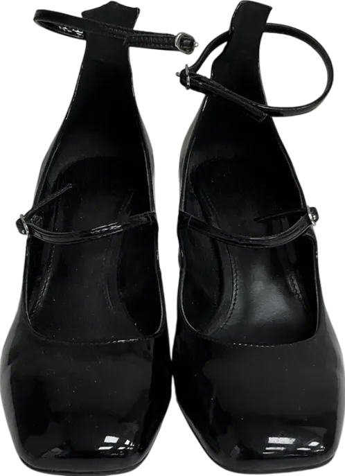 MANGO Black Patent Leather-effect Shoes With Buckle UK 6 EU 39 