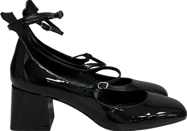 MANGO Black Patent Leather-effect Shoes With Buckle UK 6 EU 39 