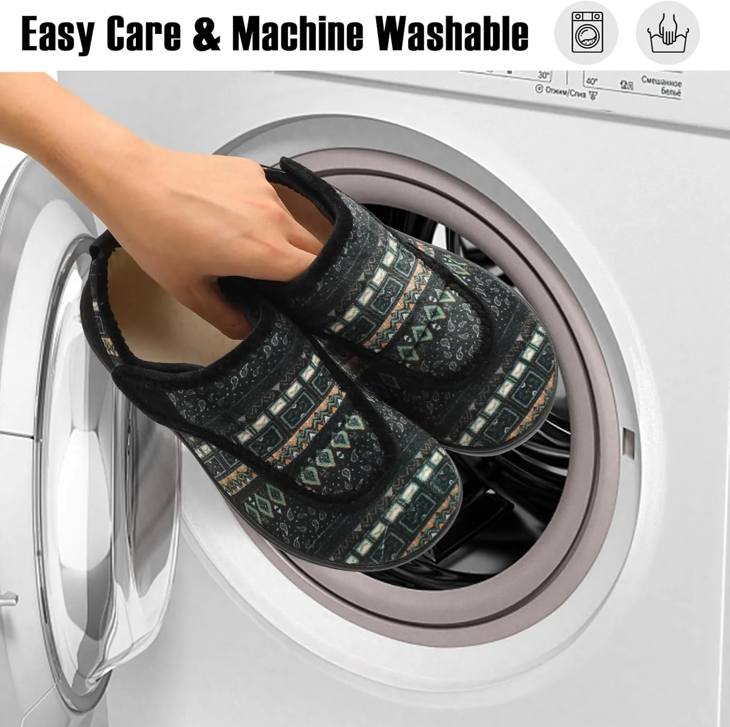 Mens Wide Slippers Comfy Diabetic Orthopedic Shoes Adjustable House Slippers Swollen Feet Walking Shoes