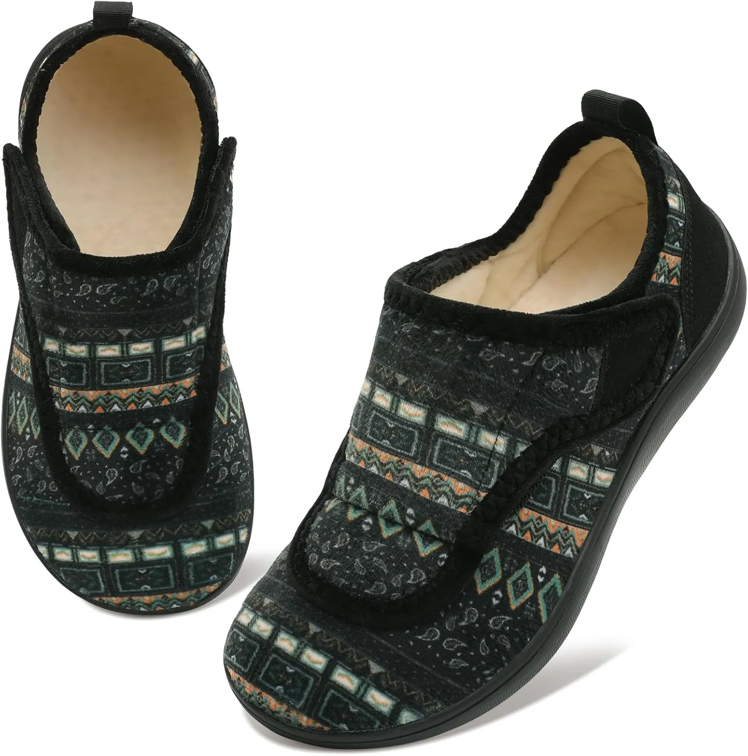 Mens Wide Slippers Comfy Diabetic Orthopedic Shoes Adjustable House Slippers Swollen Feet Walking Shoes