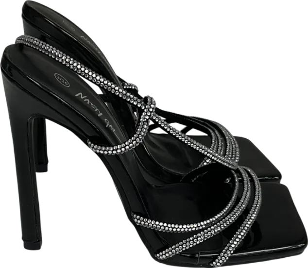 Nasty Gal Black Square Toe Diamant  Stiletto Heels UK 3 EU 36 