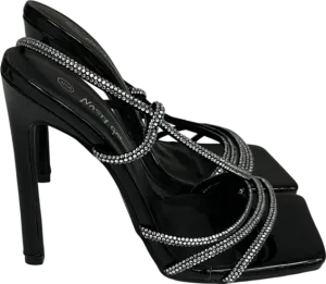 Nasty Gal Black Square Toe Diamant  Stiletto Heels UK 3 EU 36 