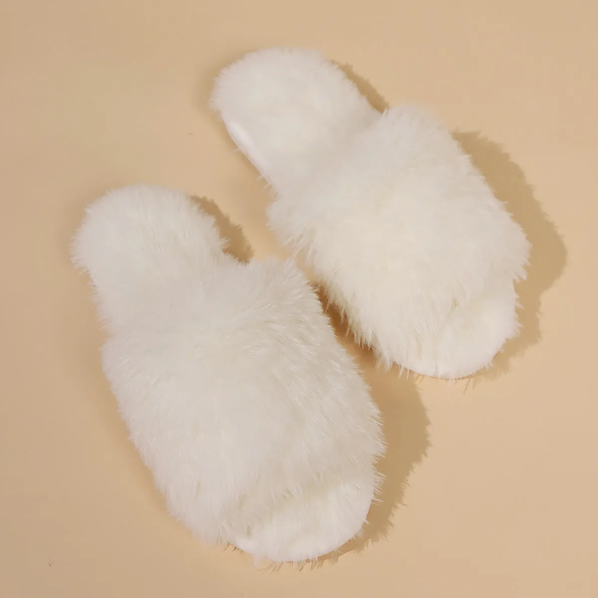 Open-toe Plush Slippers