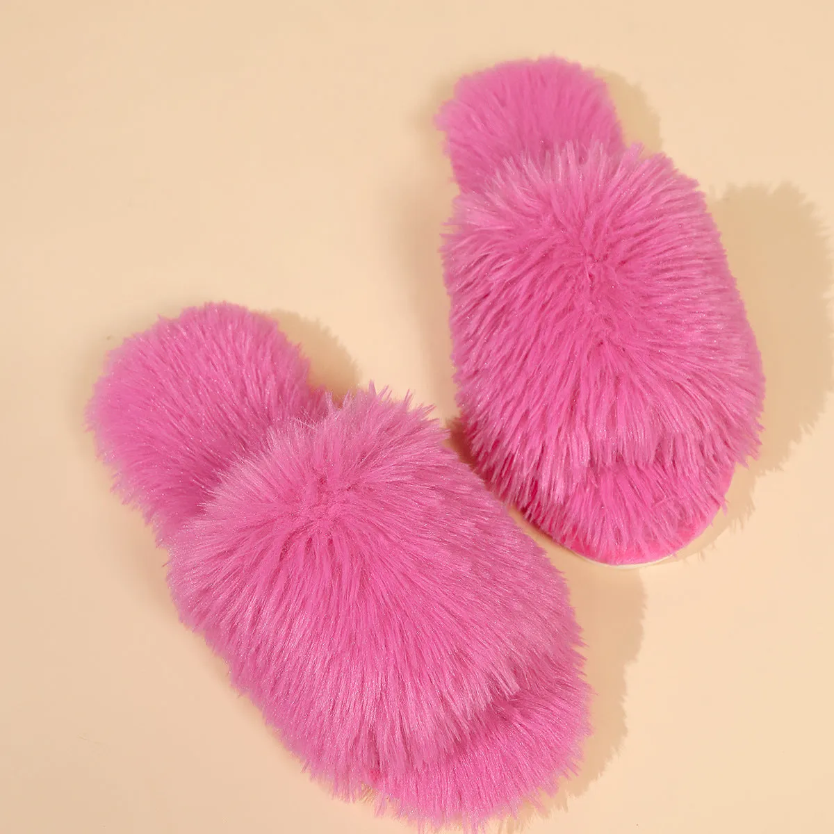Open-toe Plush Slippers