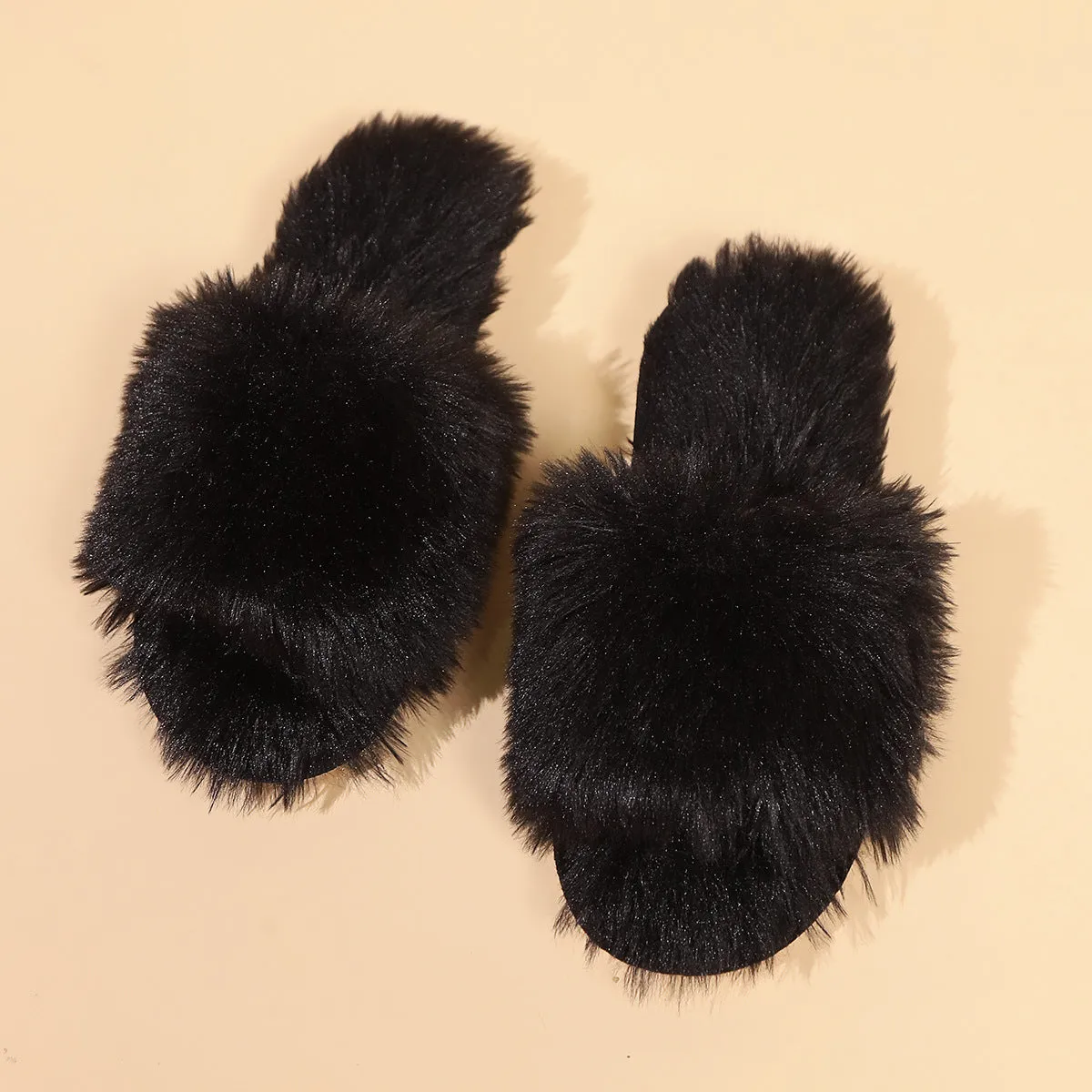 Open-toe Plush Slippers