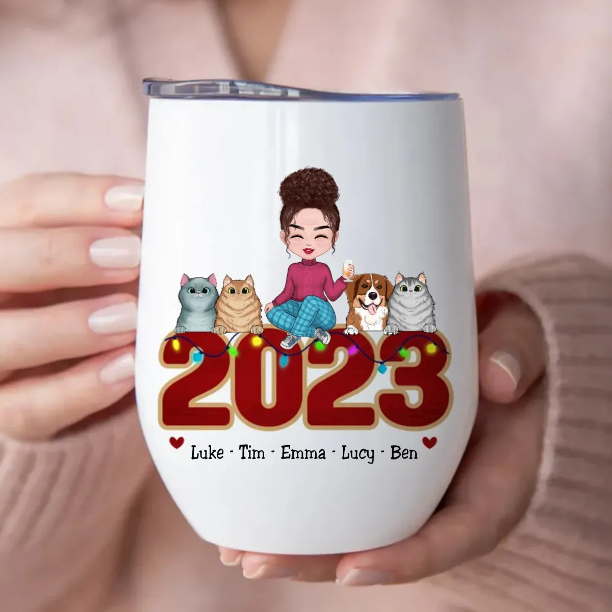 Pet Lovers - May Your Christmas Be Furry And Bright - Personalized Wine Tumbler