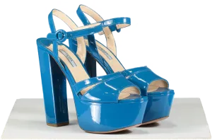 Prada Blue Patent Platform Leather Sandals UK 5.5 EU 38.5 