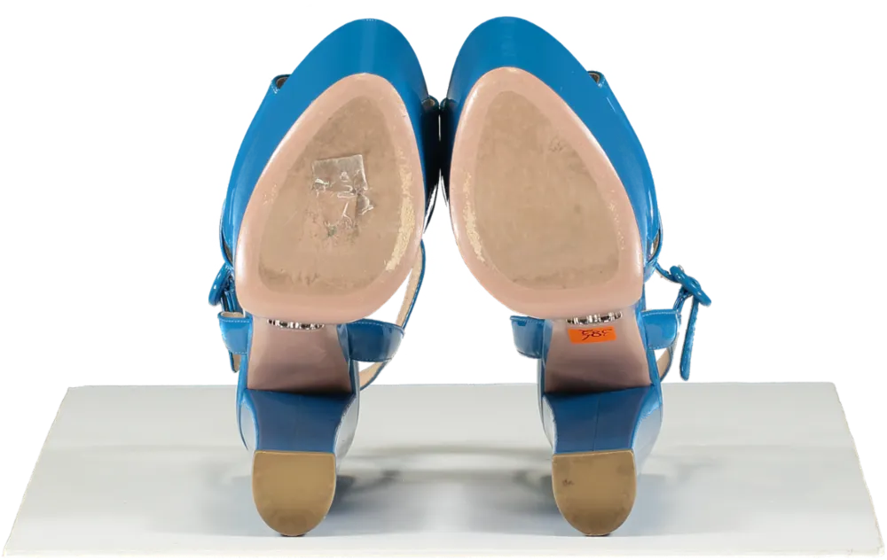 Prada Blue Patent Platform Leather Sandals UK 5.5 EU 38.5 
