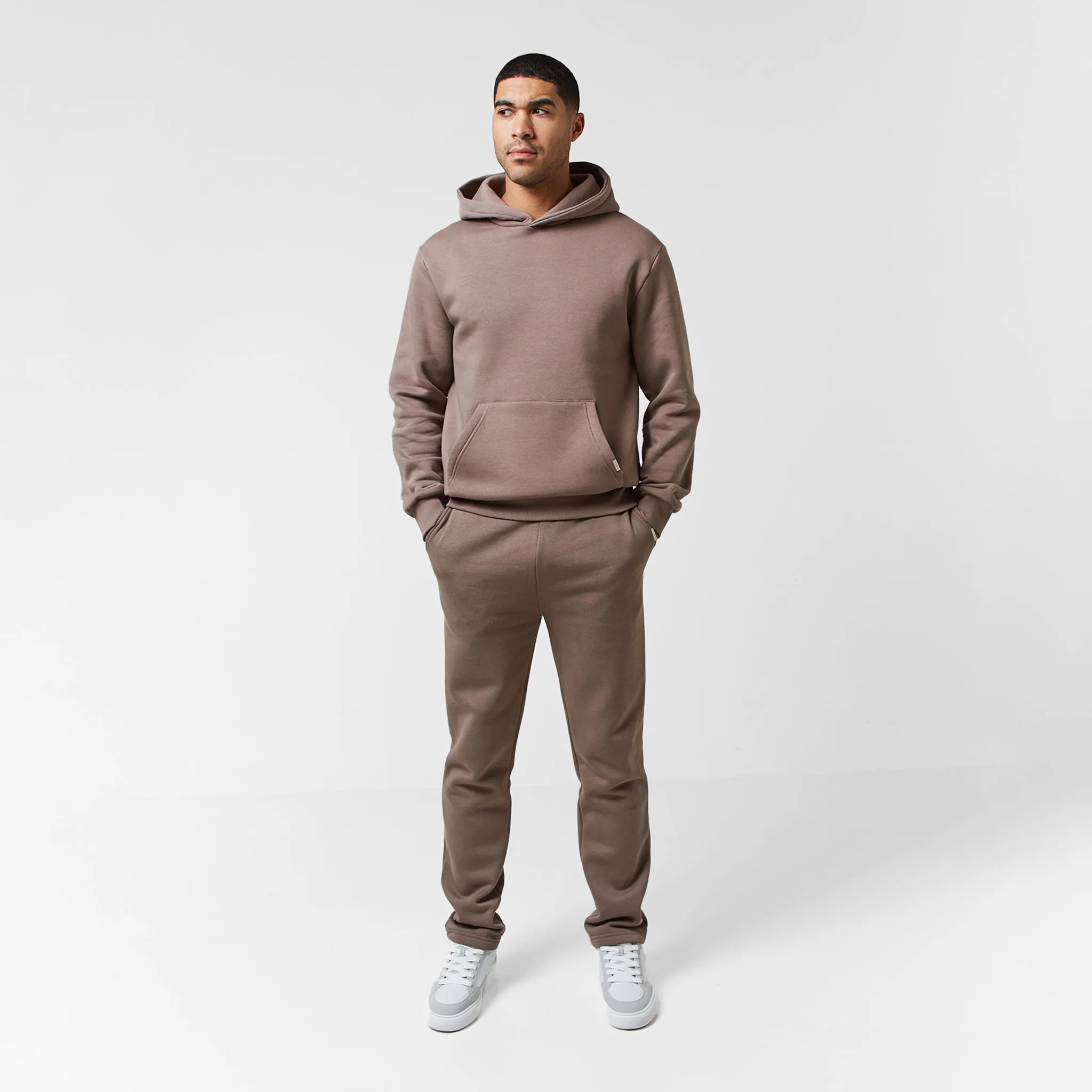 Relaxed Fit Open Hem Tracksuit | Washed Brown