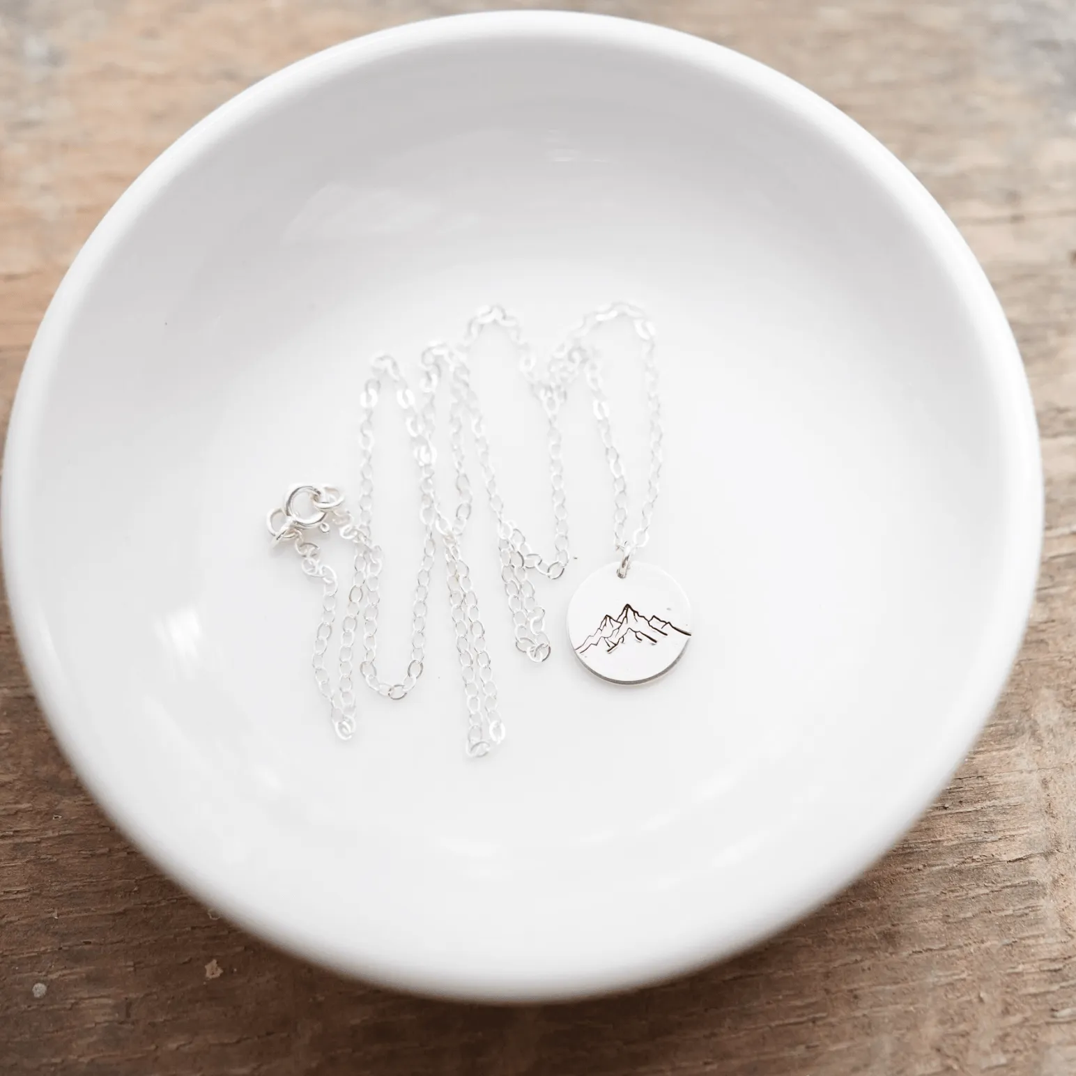 Simple Mountain Range Dainty Disc Necklace