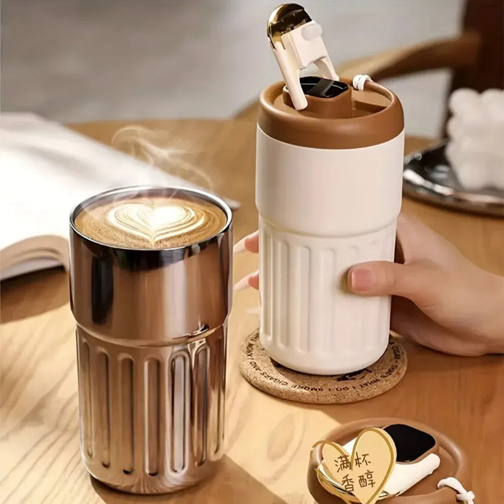 SINOTAO  -  1pc Travel Mug With Temperature Display 15.22oz Stainless Steel Vacuum Cups Portable Coffee Cups Summer Winter Drinkware Gifts