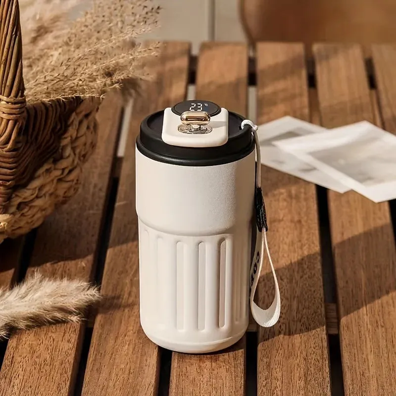 SINOTAO  -  1pc Travel Mug With Temperature Display 15.22oz Stainless Steel Vacuum Cups Portable Coffee Cups Summer Winter Drinkware Gifts