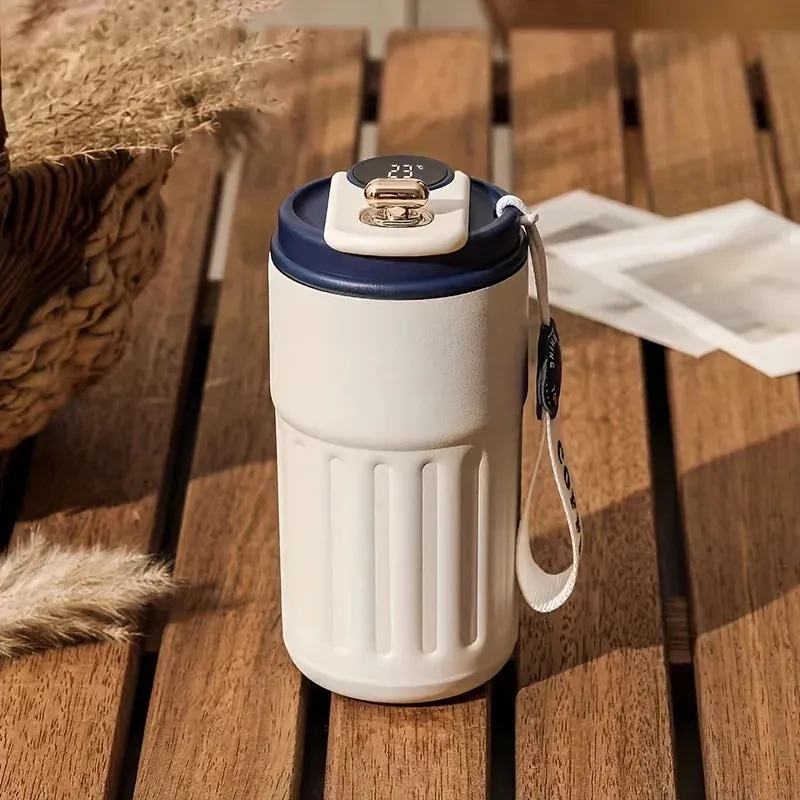 SINOTAO  -  1pc Travel Mug With Temperature Display 15.22oz Stainless Steel Vacuum Cups Portable Coffee Cups Summer Winter Drinkware Gifts