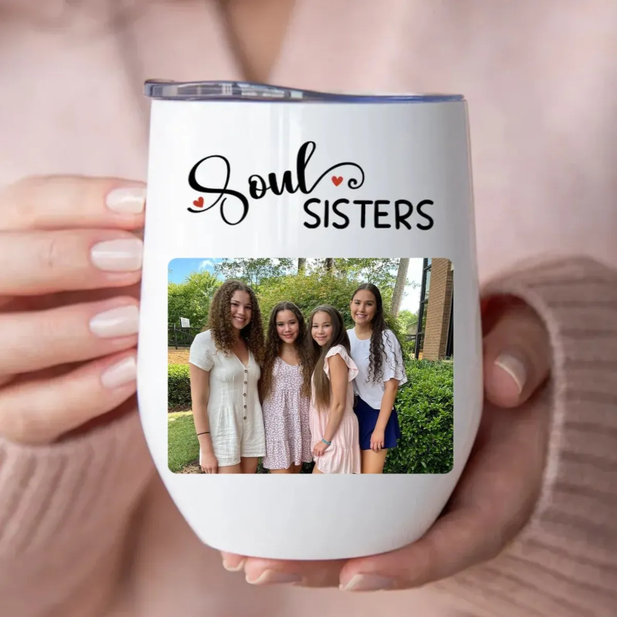 Sisters - Soul Sisters - Personalized Wine Tumbler (LH)