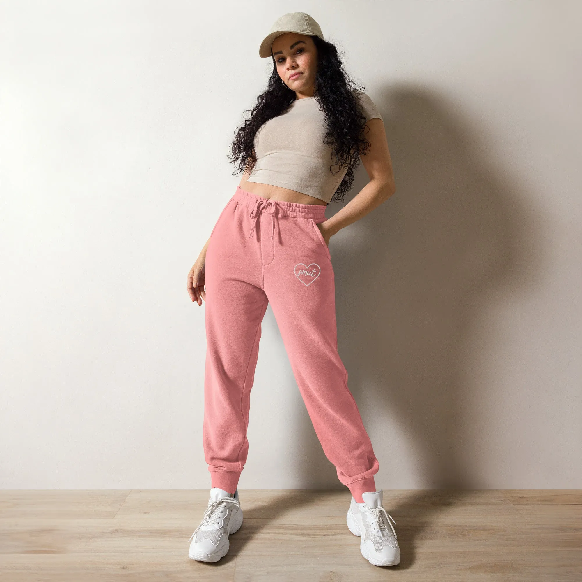 smut heart embroidered joggers