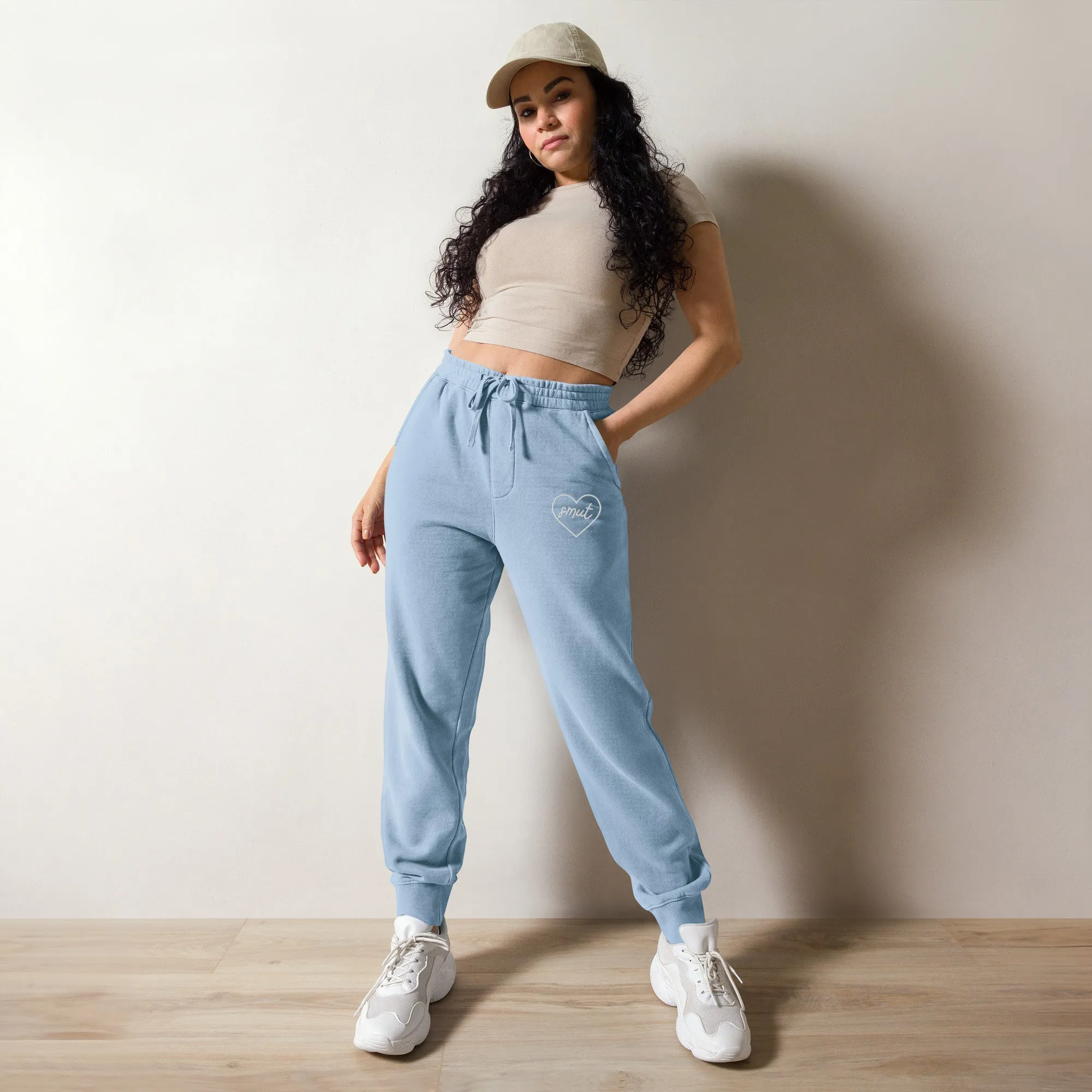 smut heart embroidered joggers