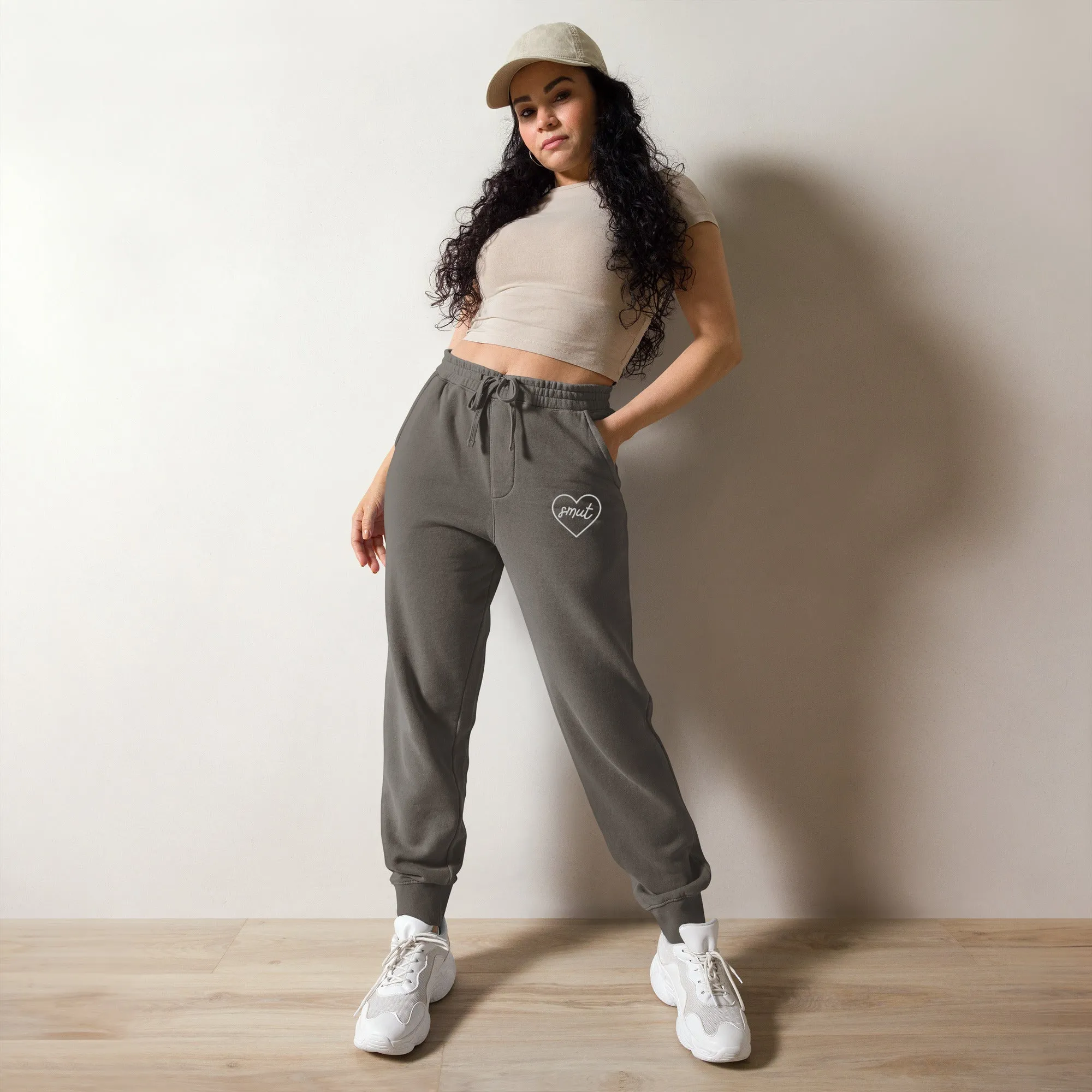 smut heart embroidered joggers