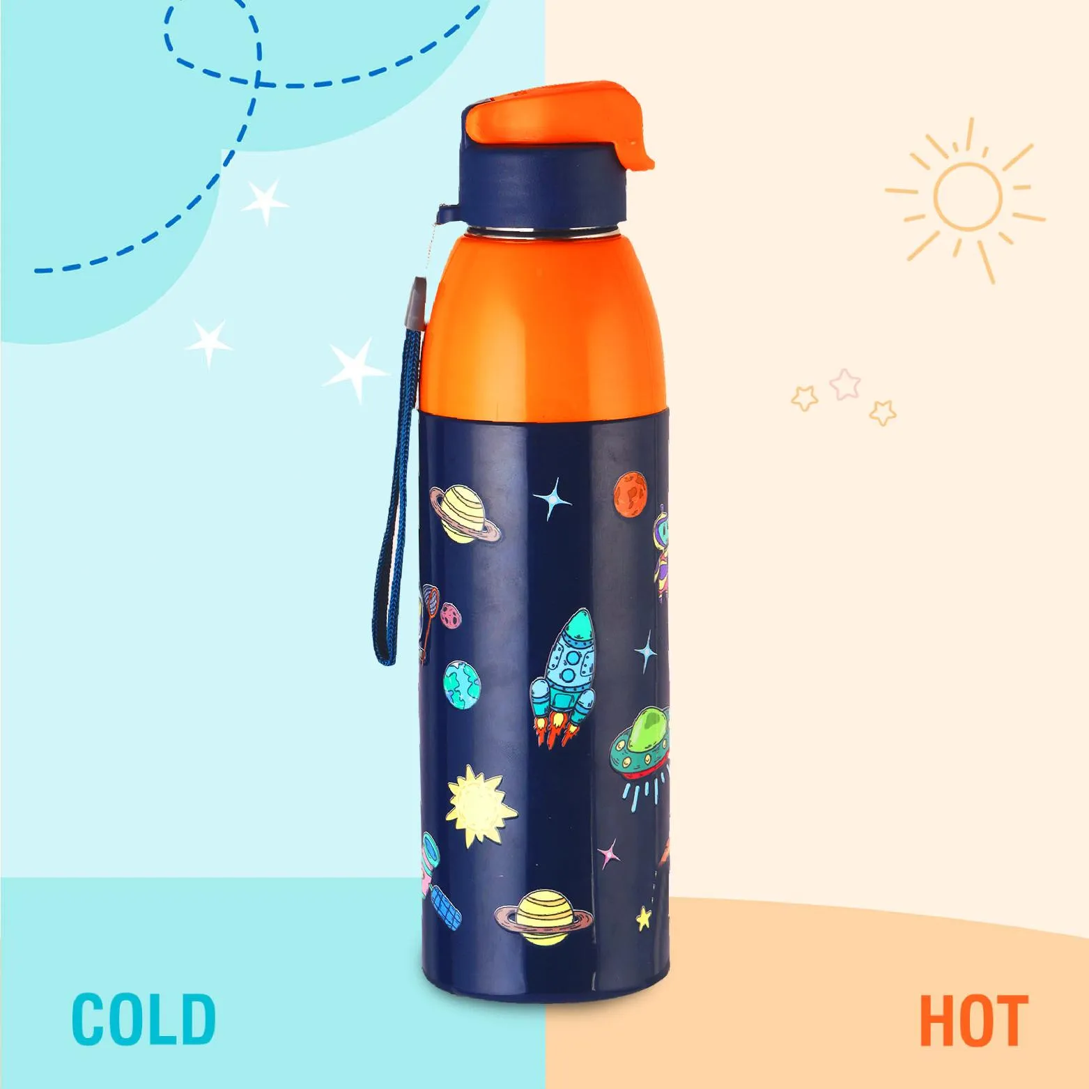 Uranus 3D Design Insulated Kids Water Bottle, 600ml