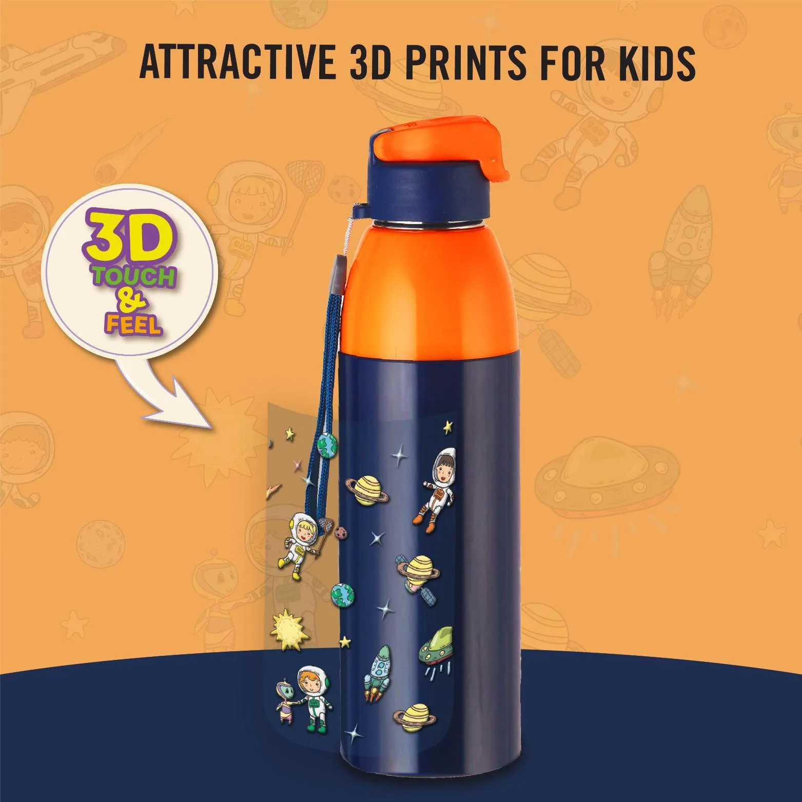 Uranus 3D Design Insulated Kids Water Bottle, 600ml