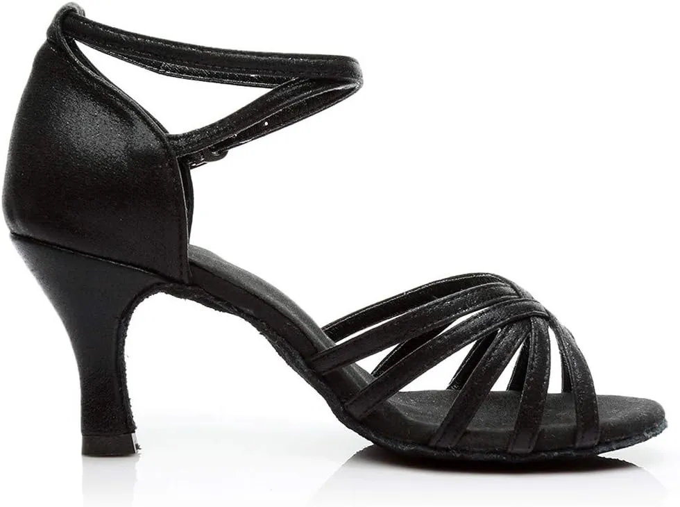 Women's Satin Latin Dance Shoes Open Toe Sandals For Women Dressy Summer Ballroom Salsa Practice Performance Dancing Shoes