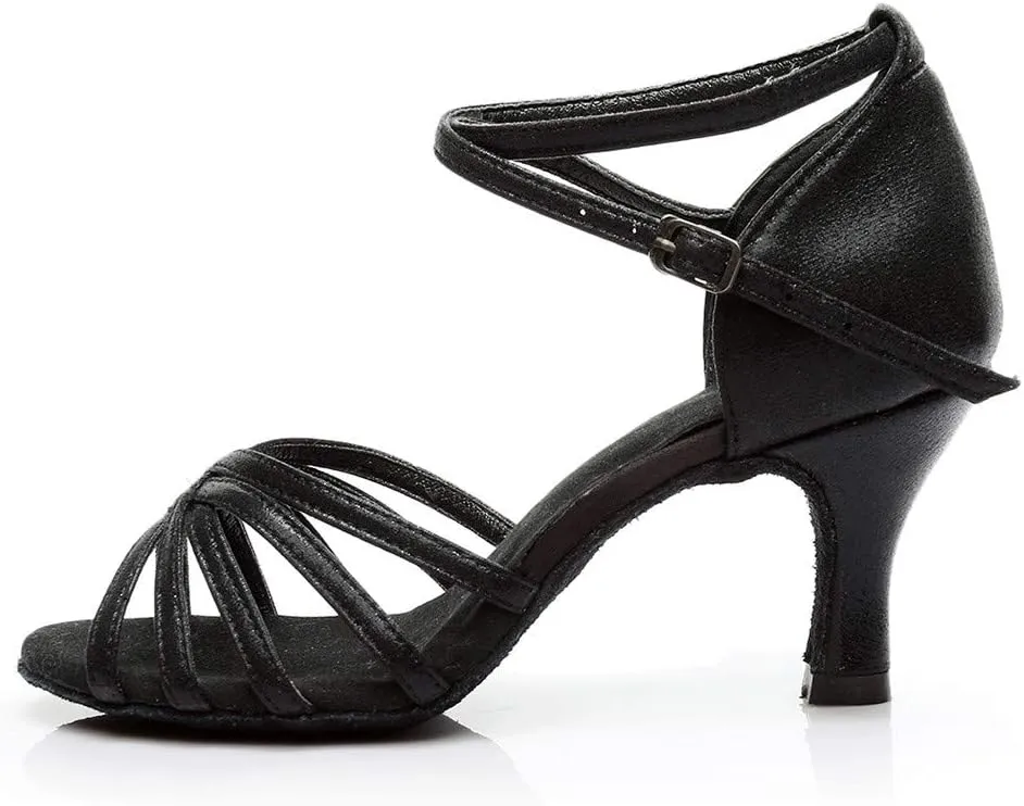 Women's Satin Latin Dance Shoes Open Toe Sandals For Women Dressy Summer Ballroom Salsa Practice Performance Dancing Shoes